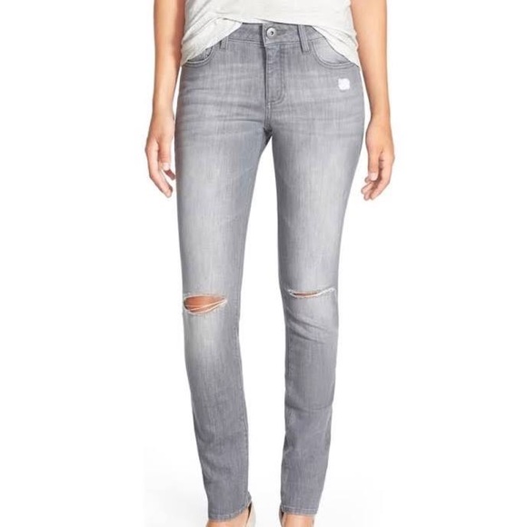DL1961 Florence Instasculpt distressed high rise skinny jeans in grey wash - Picture 1 of 12